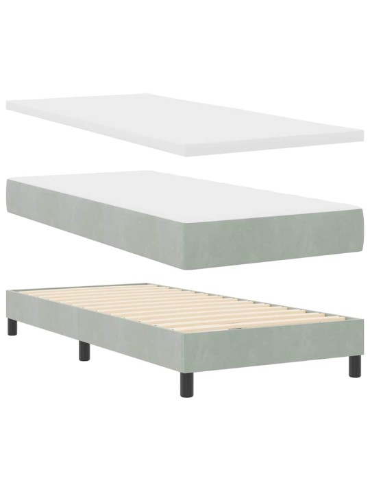 Gultas rāmis ar matraci melnā krāsā 100x200 cm samts ar matraci