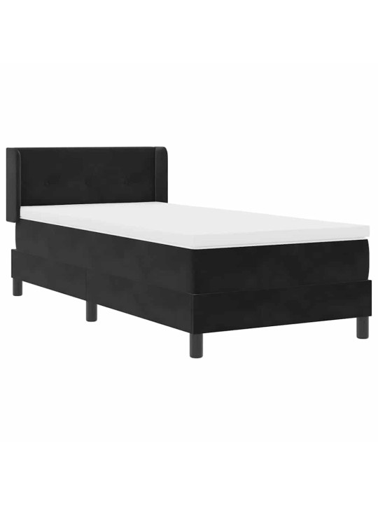 Gultas rāmis ar matraci melnā krāsā 100x200 cm samts melna