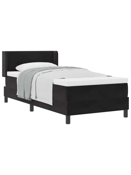 Gultas rāmis ar matraci melnā krāsā 100x200 cm samts melna