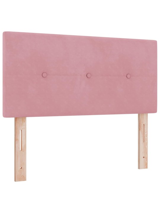 Gultas rāmis ar matraci melnā krāsā 100x200 cm samts rozā