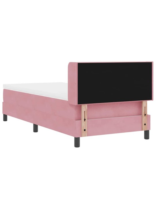 Gultas rāmis ar matraci melnā krāsā 100x200 cm samts rozā