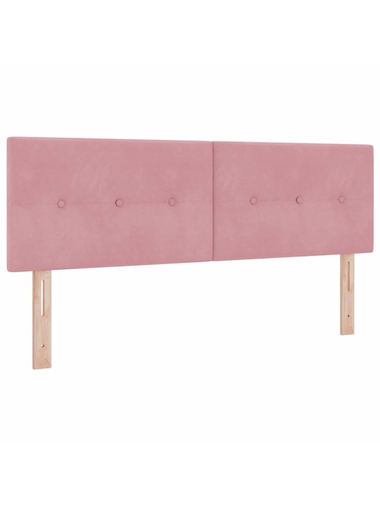 Gultas rāmis ar matraci melnā krāsā 100x200 cm samts rozā