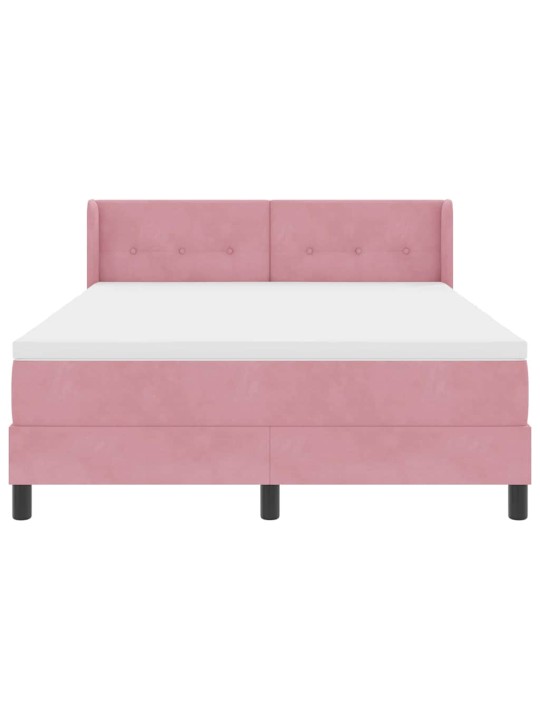Gultas rāmis ar matraci melnā krāsā 100x200 cm samts rozā