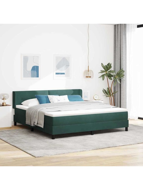 Gultas rāmis ar matraci melnā krāsā 100x200 cm samts tumši zaļa