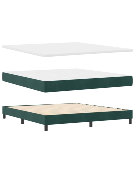 Gultas rāmis ar matraci melnā krāsā 100x200 cm samts tumši zaļa