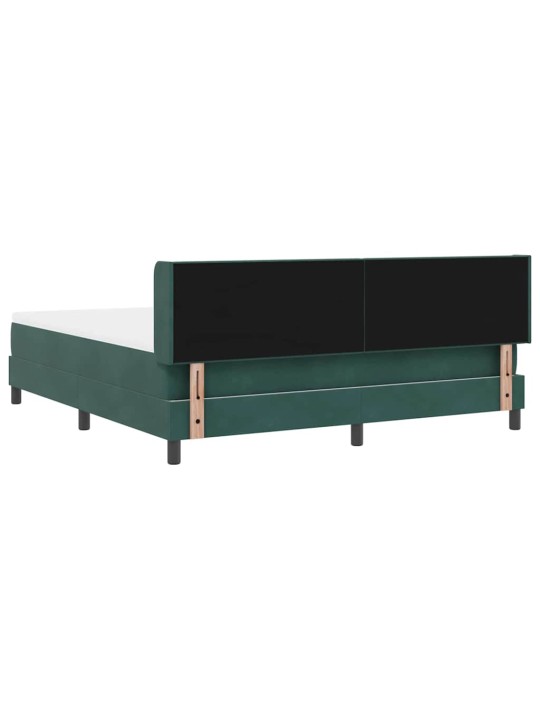 Gultas rāmis ar matraci melnā krāsā 100x200 cm samts tumši zaļa