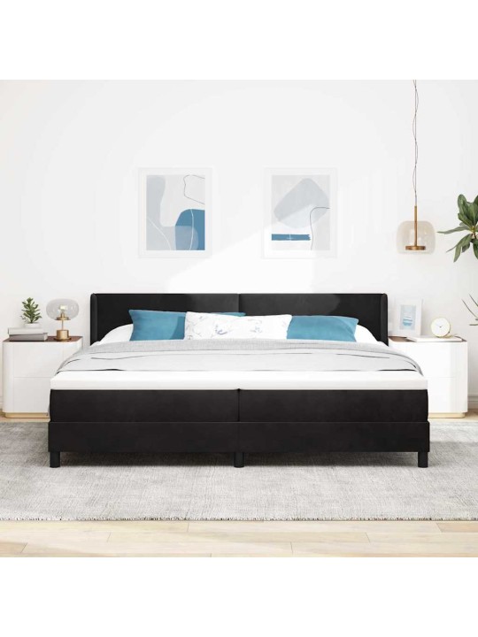 Gultas rāmis ar matraci melnā krāsā 100x200 cm samts melna