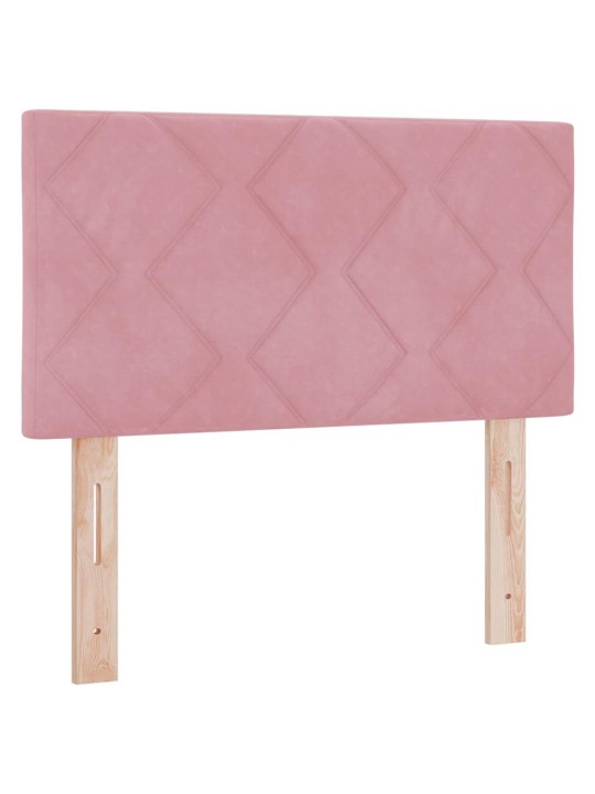 Gultas rāmis ar matraci melnā krāsā 100x200 cm samts rozā