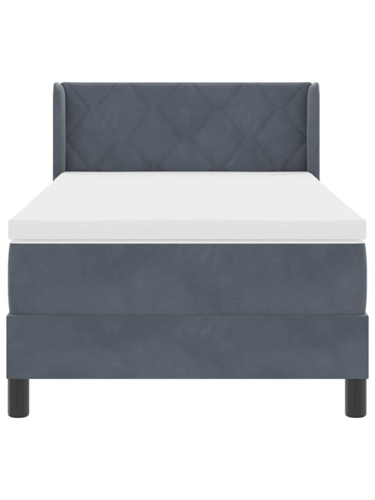 Gultas rāmis ar matraci melnā krāsā 100x200 cm samts ar matraci
