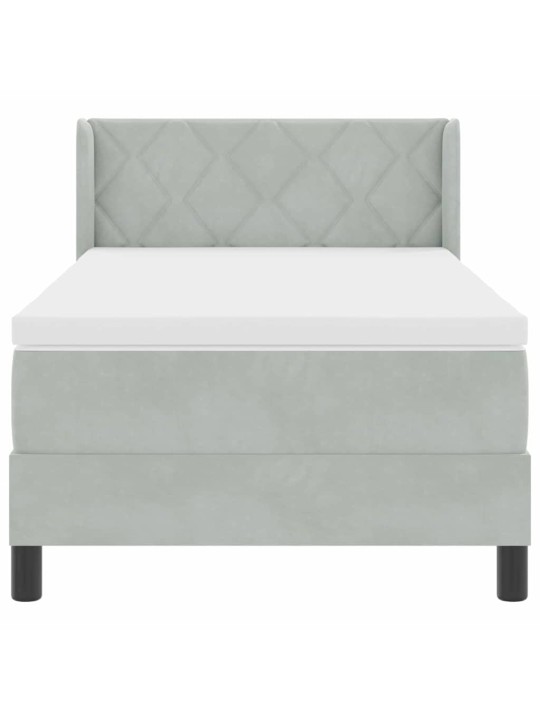 Gultas rāmis ar matraci melnā krāsā 100x200 cm samts ar matraci