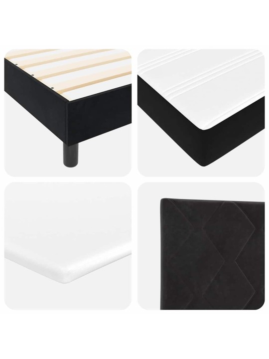 Gultas rāmis ar matraci melnā krāsā 100x200 cm samts melna