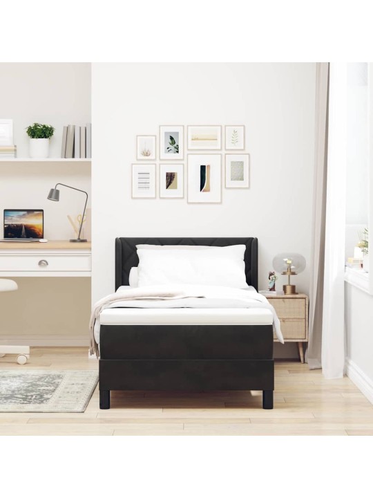 Gultas rāmis ar matraci melnā krāsā 100x200 cm samts melna