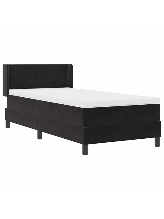 Gultas rāmis ar matraci melnā krāsā 100x200 cm samts melna