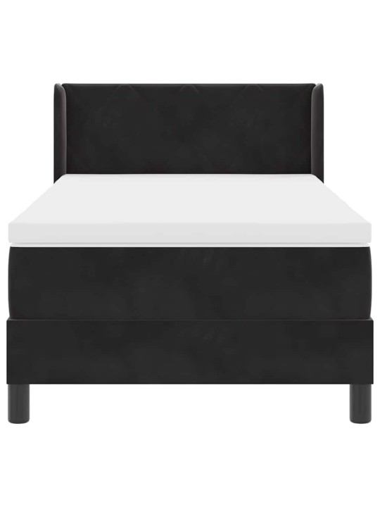 Gultas rāmis ar matraci melnā krāsā 100x200 cm samts melna