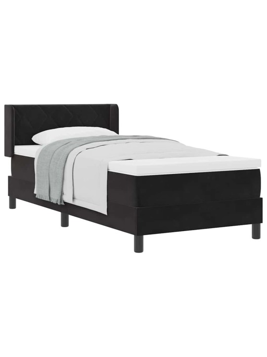 Gultas rāmis ar matraci melnā krāsā 100x200 cm samts melna