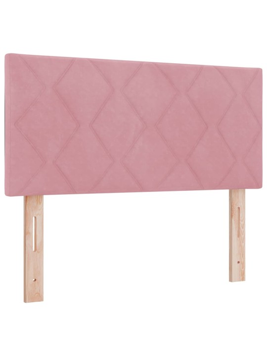 Gultas rāmis ar matraci melnā krāsā 100x200 cm samts rozā