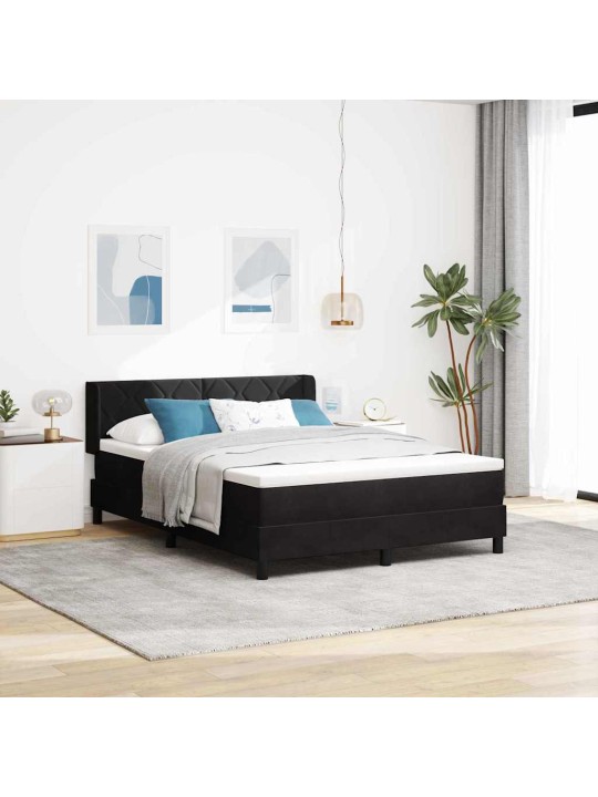 Gultas rāmis ar matraci melnā krāsā 100x200 cm samts melna