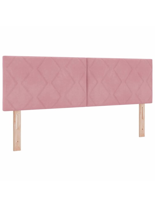 Gultas rāmis ar matraci melnā krāsā 100x200 cm samts rozā