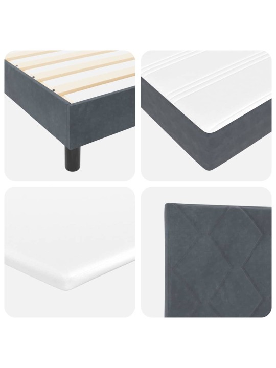 Gultas rāmis ar matraci melnā krāsā 100x200 cm samts ar matraci