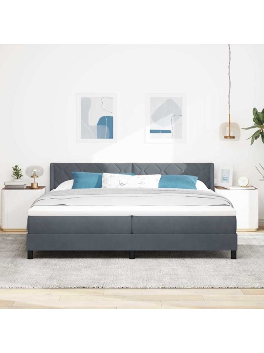 Gultas rāmis ar matraci melnā krāsā 100x200 cm samts ar matraci