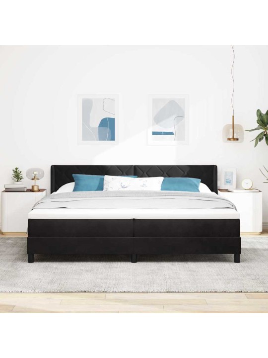 Gultas rāmis ar matraci melnā krāsā 100x200 cm samts melna