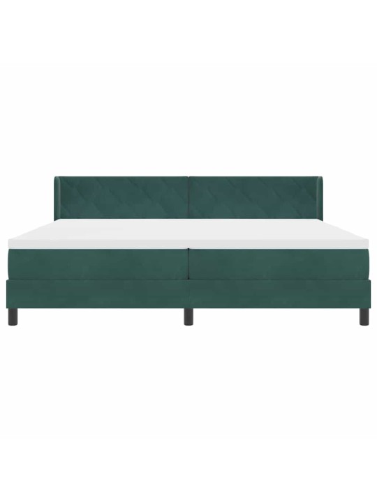 Gultas rāmis ar matraci melnā krāsā 100x200 cm samts tumši zaļa