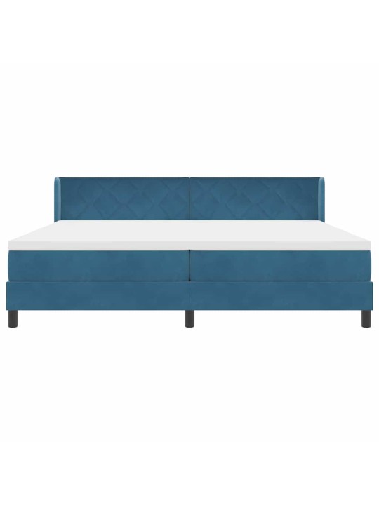 Gultas rāmis ar matraci melnā krāsā 100x200 cm samts tumši zila