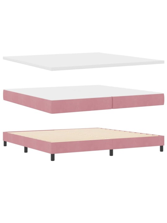 Gultas rāmis ar matraci melnā krāsā 100x200 cm samts rozā