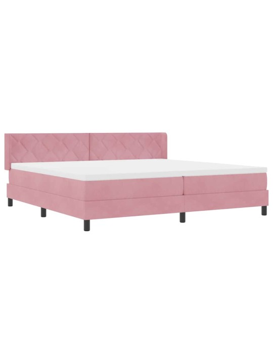 Gultas rāmis ar matraci melnā krāsā 100x200 cm samts rozā