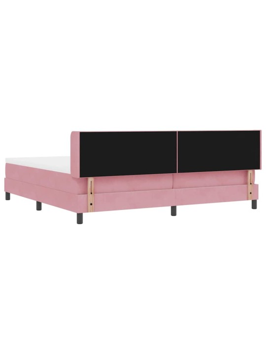 Gultas rāmis ar matraci melnā krāsā 100x200 cm samts rozā