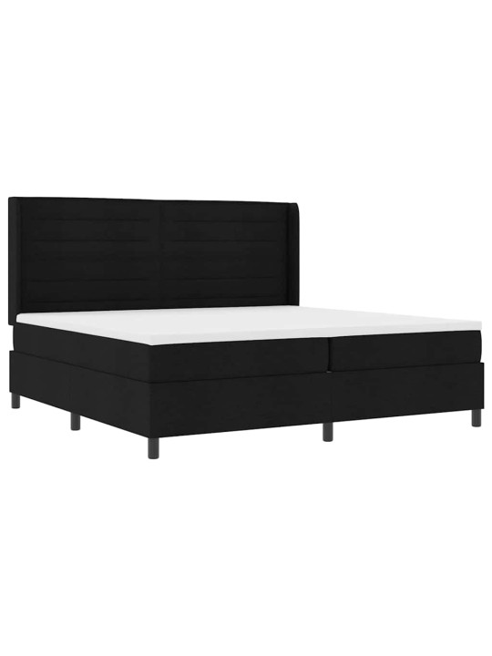 Kastītes atsperu gulta ar matraci melna 200 x 200 cm audums