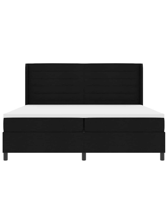 Kastītes atsperu gulta ar matraci melna 200 x 200 cm audums
