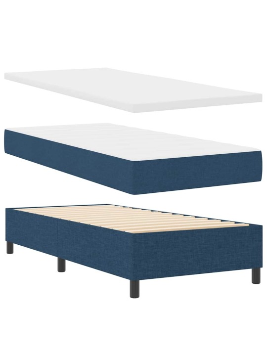 Kastītes atsperu gulta ar matraci zila 90 x 200 cm audums