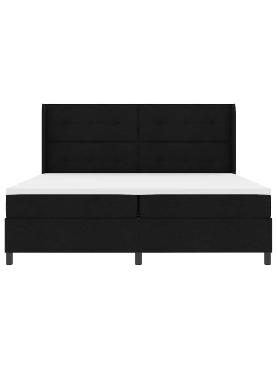 Kastītes atsperu gulta ar matraci melna 200 x 200 cm audums