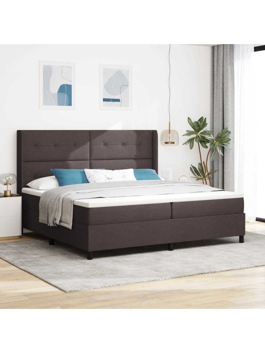 Kastītes atsperu gulta tumši brūna 200 x 200 cm audums