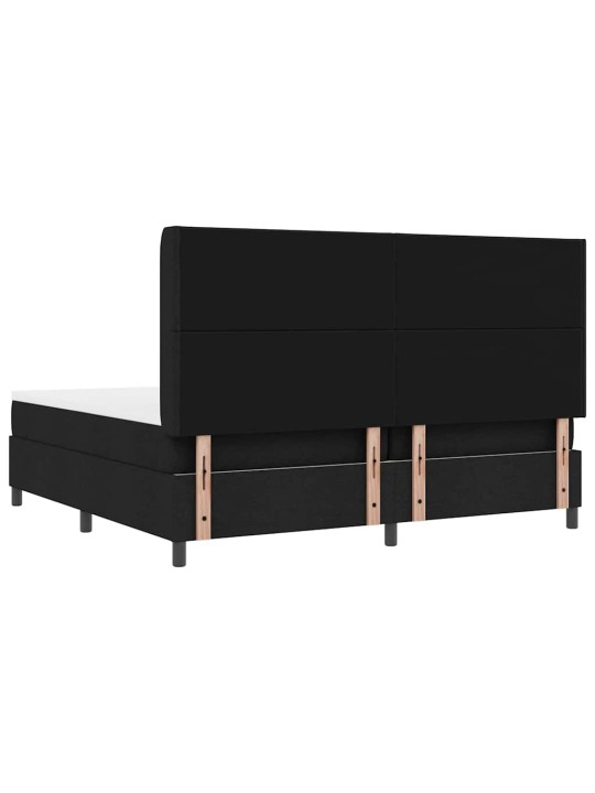 Kastītes atsperu gulta ar matraci melna 200 x 200 cm audums