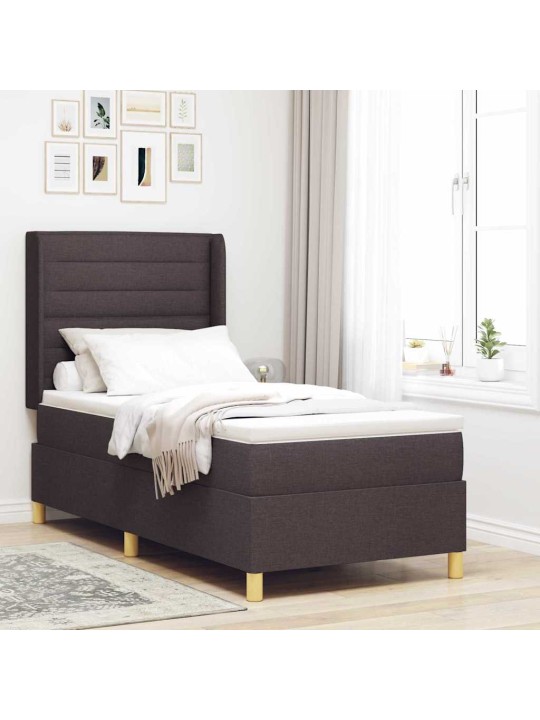 Gulta ar atsperēm ar matraci tumši brūna 80 x 200 cm audums