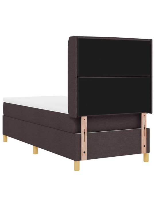 Gulta ar atsperēm ar matraci tumši brūna 90 x 200 cm audums