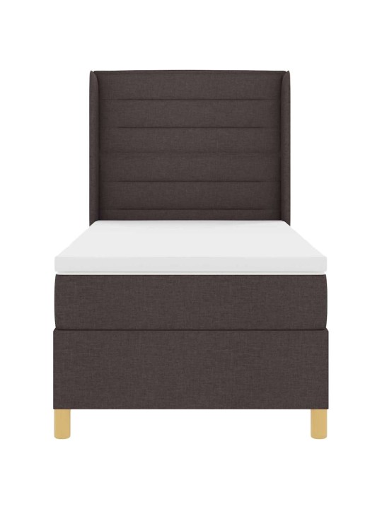 Gulta ar atsperēm ar matraci tumši brūna 90 x 200 cm audums