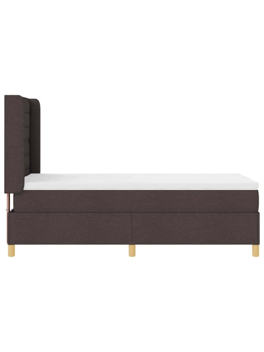 Gulta ar atsperēm ar matraci tumši brūna 90 x 200 cm audums