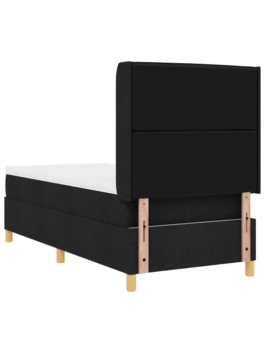 Gulta ar atsperēm ar matraci melna 100 x 200 cm audums