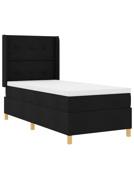 Gulta ar atsperēm ar matraci melna 80 x 200 cm audums
