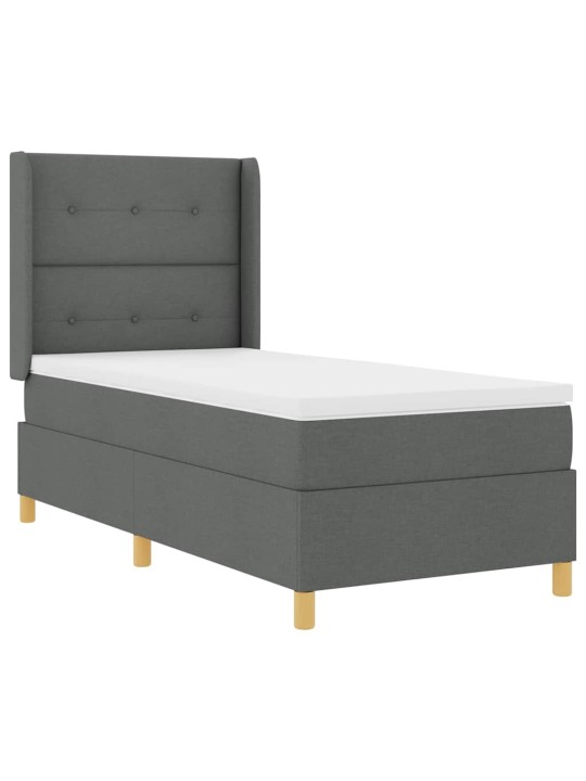 Gulta ar atsperēm ar matraci tumši pelēka 90 x 200 cm audums