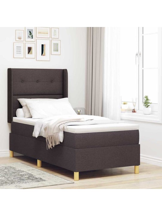 Gulta ar atsperēm ar matraci tumši brūna 90 x 200 cm audums