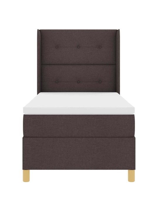 Gulta ar atsperēm ar matraci tumši brūna 90 x 200 cm audums