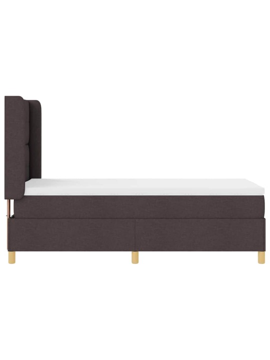 Gulta ar atsperēm ar matraci tumši brūna 90 x 200 cm audums