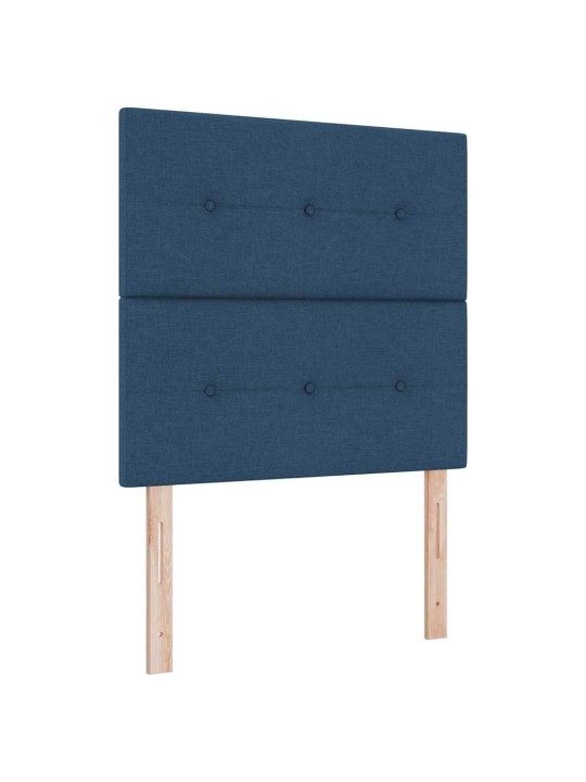 Gulta ar atsperēm ar matraci zila 90 x 200 cm audums