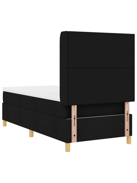 Gulta ar atsperēm ar matraci melna 100 x 200 cm audums