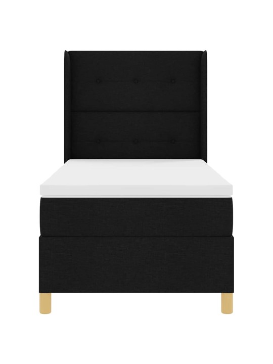 Gulta ar atsperēm ar matraci melna 100 x 200 cm audums