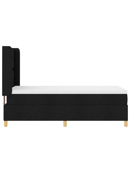 Gulta ar atsperēm ar matraci melna 100 x 200 cm audums